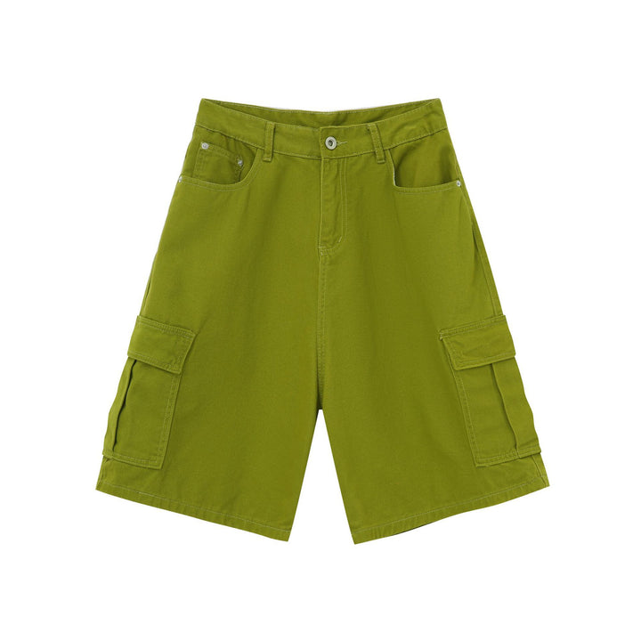 Shorts cargo masculino de verão com perna reta e larga