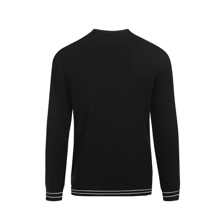 Men's Daisy Knit Sweater – Retro Black Pullover with Large Floral Graphic