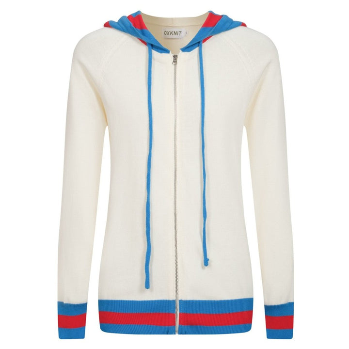 Women's white vintage knit hoodie cardigan