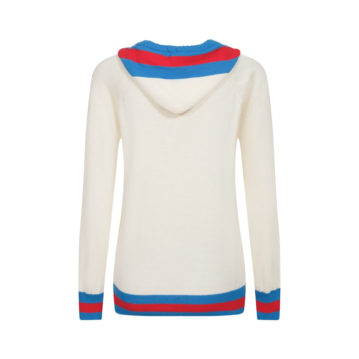 Women's white vintage knit hoodie cardigan