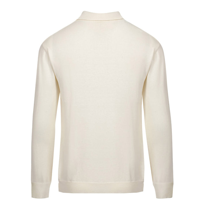 Pull en tricot brodé pour hommes des années 70 – Pull rétro crème avec détail de col floral