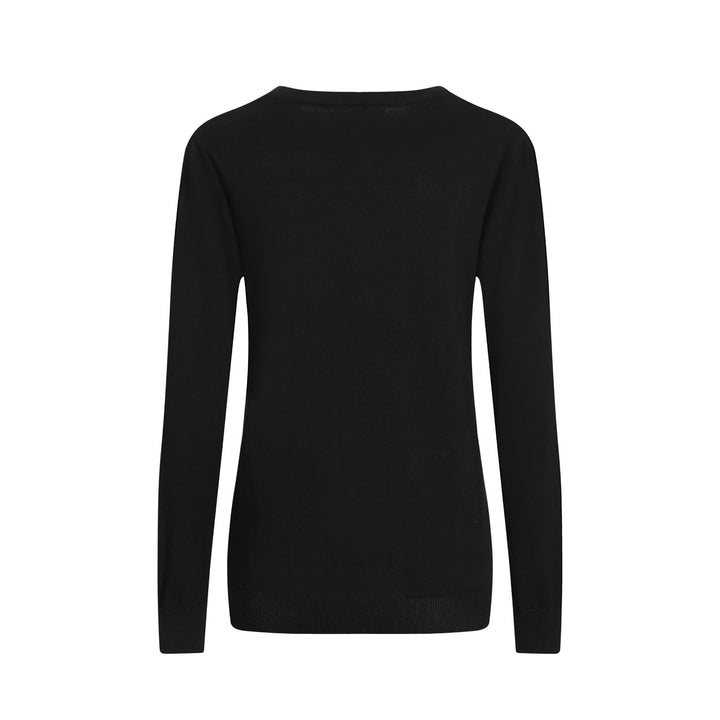 Suéter feminino de malha preta com detalhes florais nos ombros – estilo MOD vintage