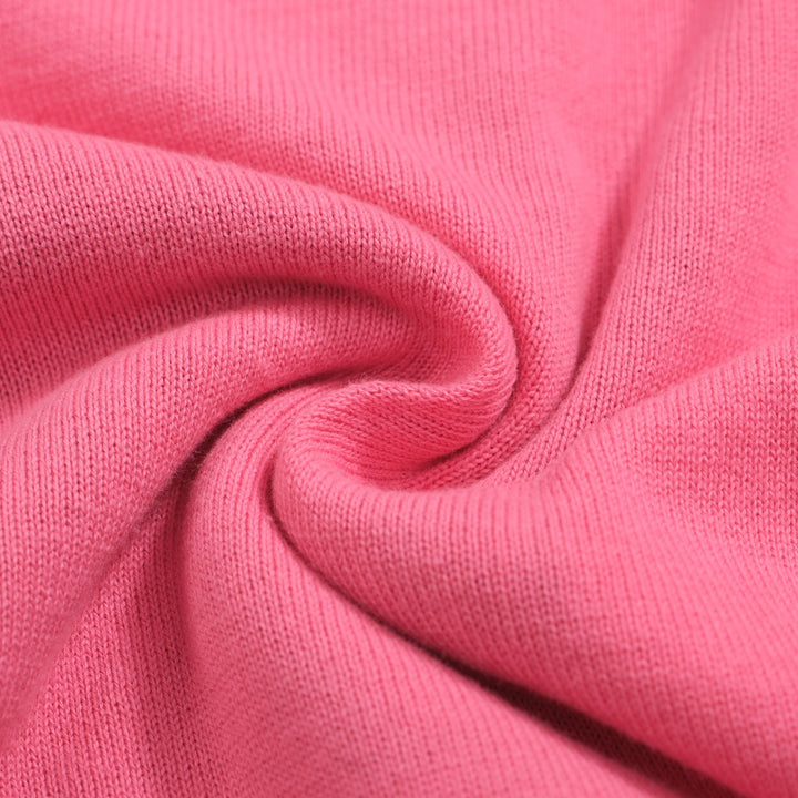 Suéter feminino rosa bulldog francês – mangas vermelhas & Vibe retrô