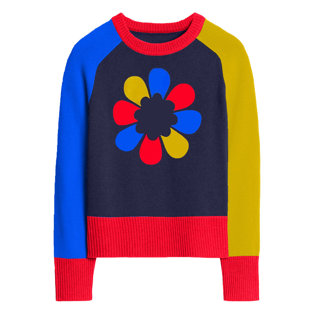 Women's multicolor 1950s floral sweater
