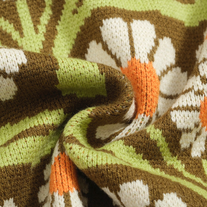 Men's Olive Green Daisy Zip-Up Knit Cardigan
