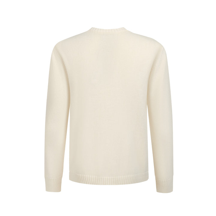 Herre Retro Strik Sweater – Vintage Cremefarvet Pullover med Fransk Bulldog & Briller Grafik