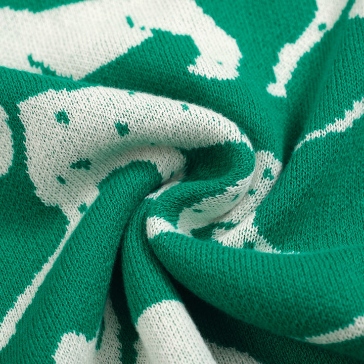 Camiseta feminina retrô de malha com estampa de cachorro – comprimento cortado verde