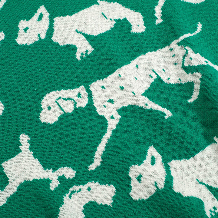 Camiseta feminina retrô de malha com estampa de cachorro – comprimento cortado verde