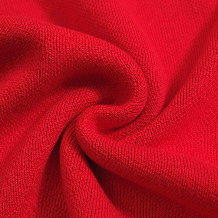 Men's Vintage Red Knit Shirt – Retro Tiger Graphic Button-Up Polo