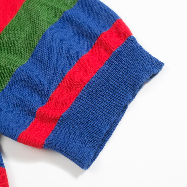 Men's multi-colored striped 1950s V-neck polo shirt