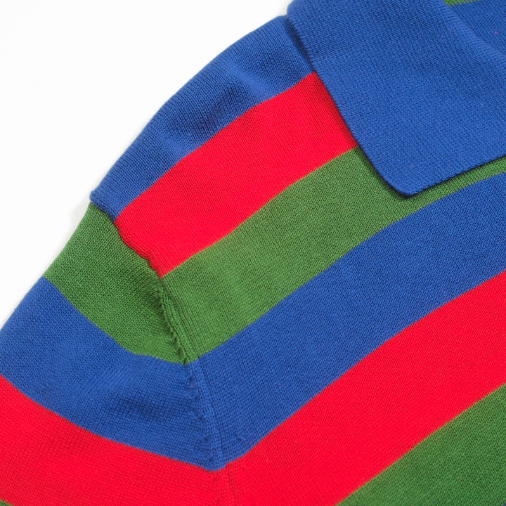 Men's multi-colored striped 1950s V-neck polo shirt