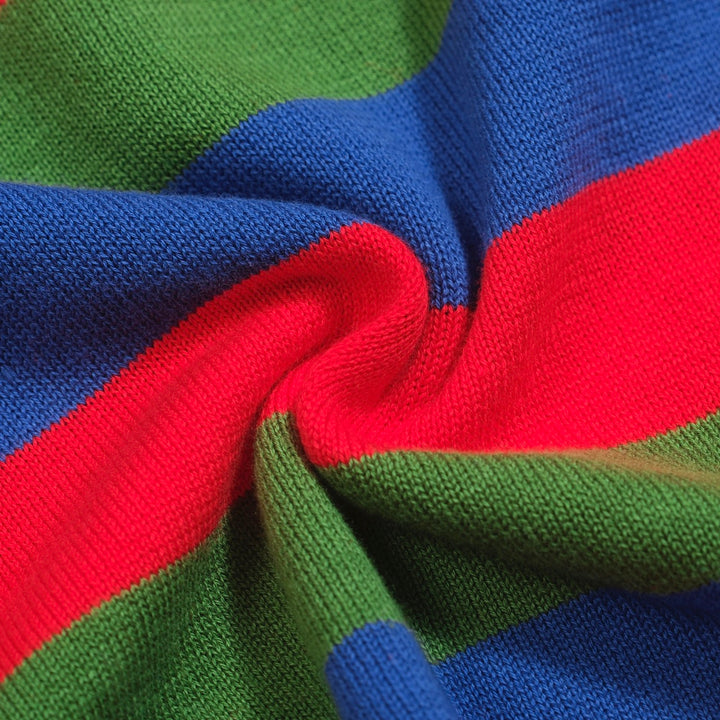 Men's multi-colored striped 1950s V-neck polo shirt