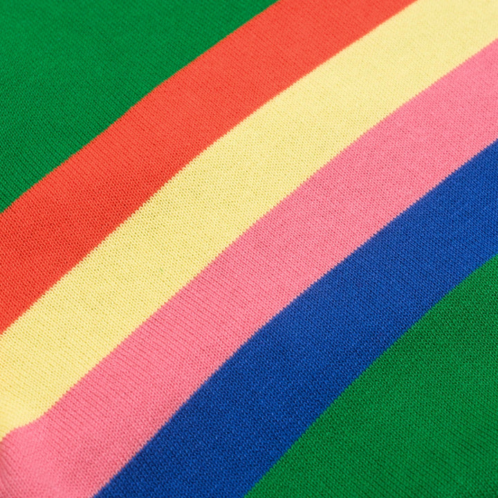 Men's green vintage striped V-neck polo shirt