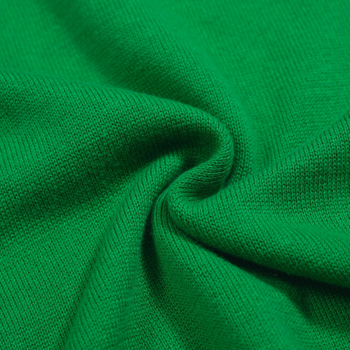 Men's green vintage striped V-neck polo shirt