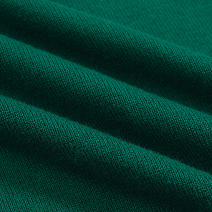 Women’s Vintage animal Knit Tee – Green V-Neck Top with Embroidered Detail