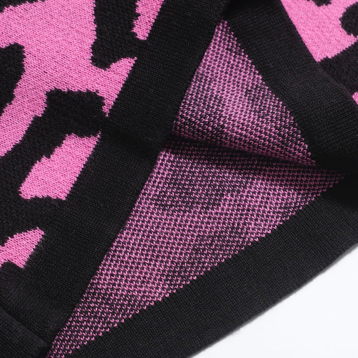 Women’s Pink Leopard Print Knit Set with Leopard and Plant Graphic