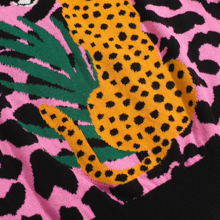 Women’s Pink Leopard Print Knit Set with Leopard and Plant Graphic