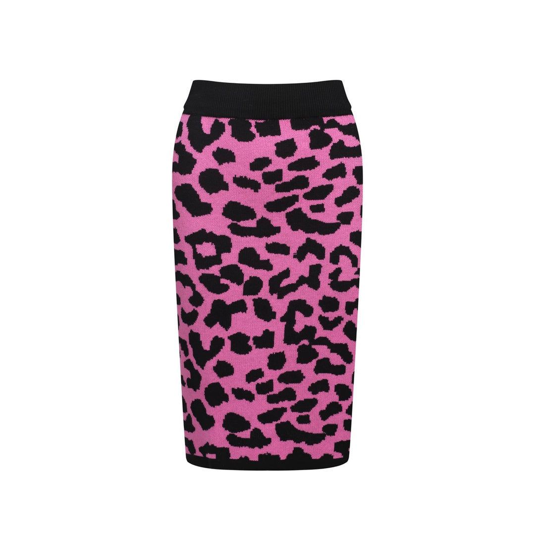 Women’s Pink Leopard Print Knit Set with Leopard and Plant Graphic