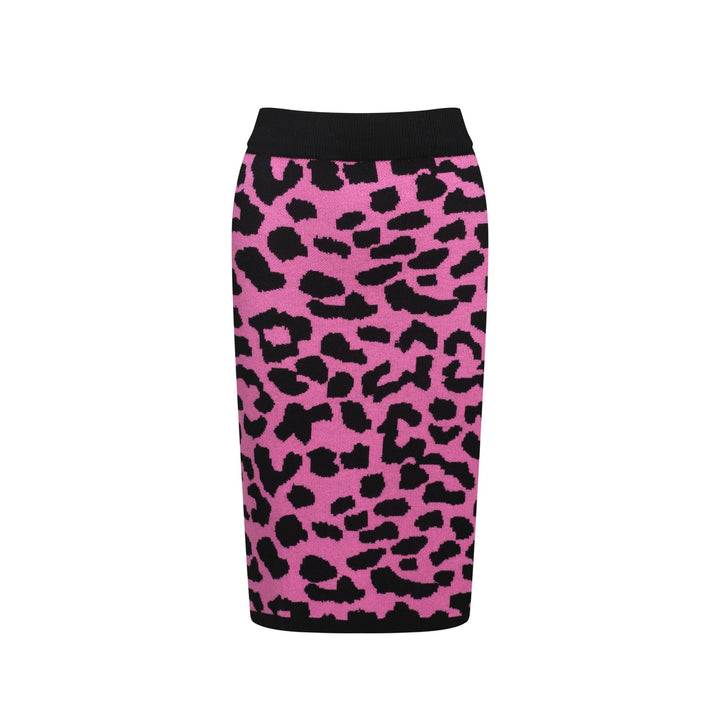 Women’s Pink Leopard Print Knit Set with Leopard and Plant Graphic