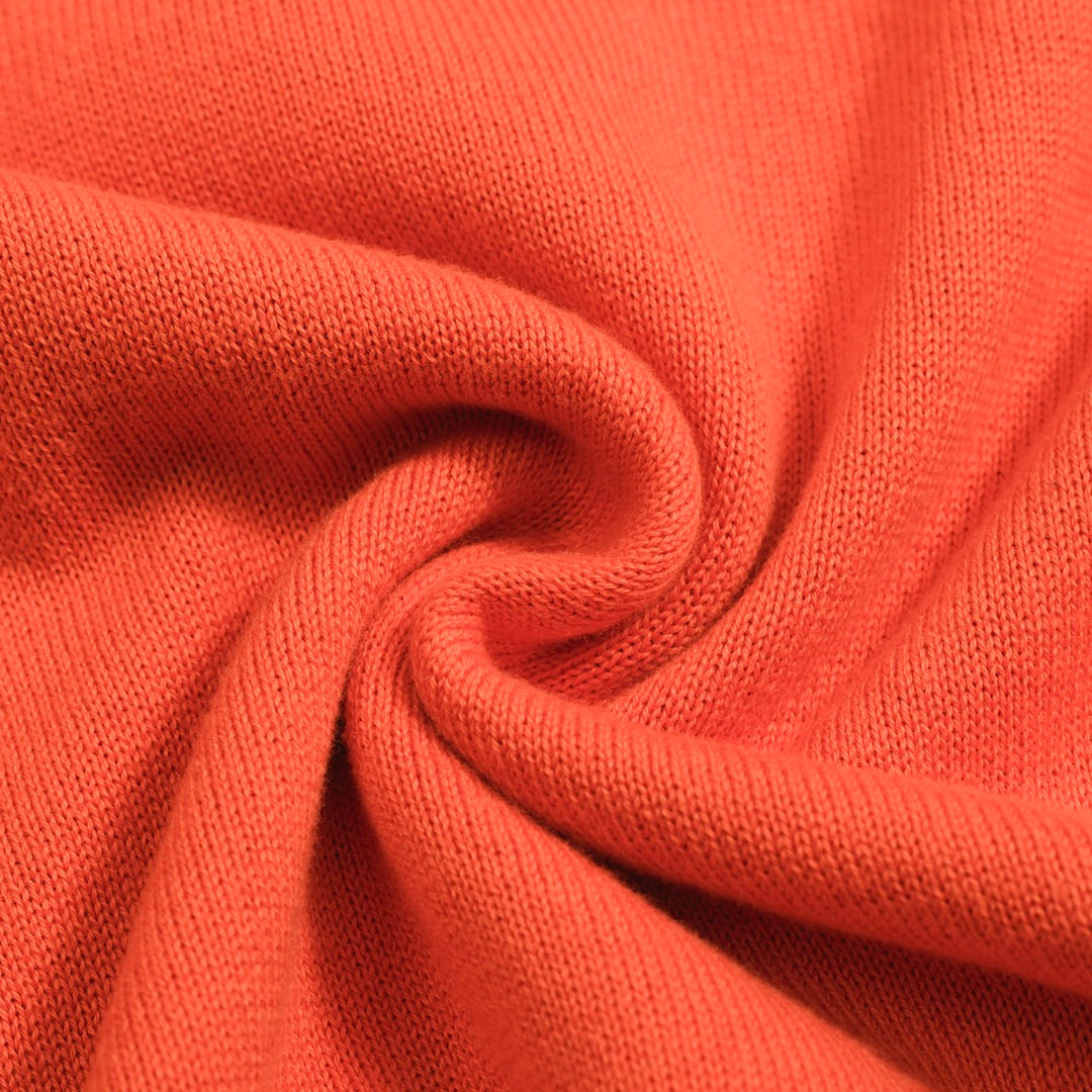 Herren Retro-Strickpolo – Vintage Orange & Blaues Hemd mit geometrischem Muster