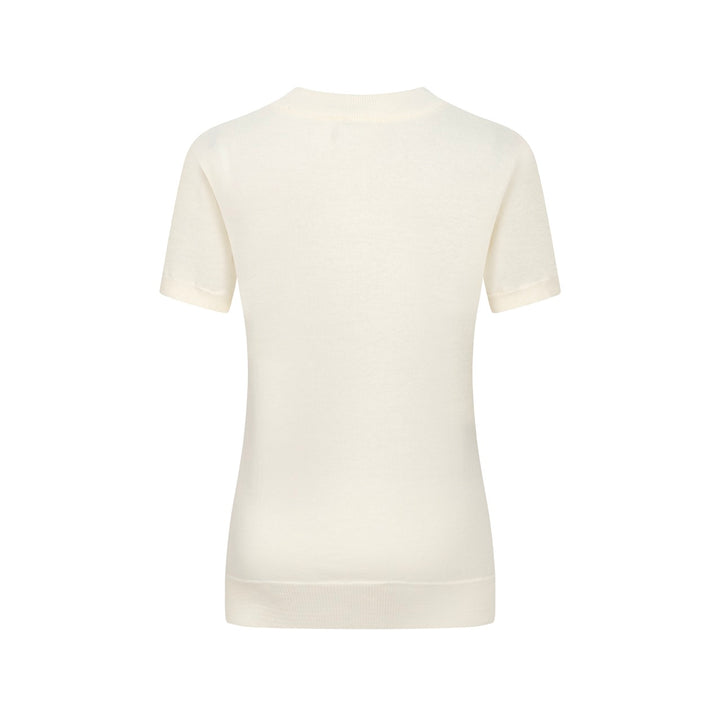 Women’s French Bulldog Knit Tee – Cream Short Sleeve Top