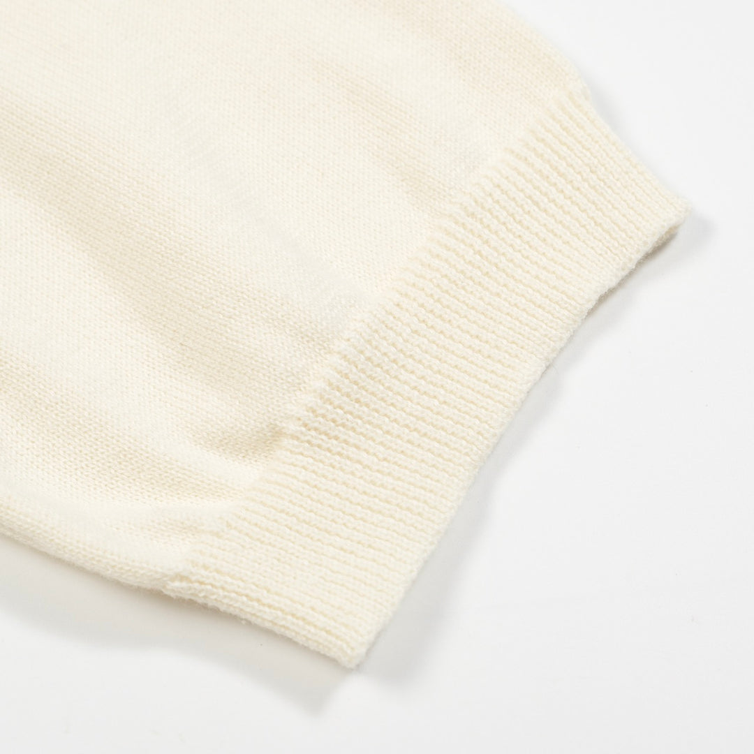 Women’s French Bulldog Knit Tee – Cream Short Sleeve Top