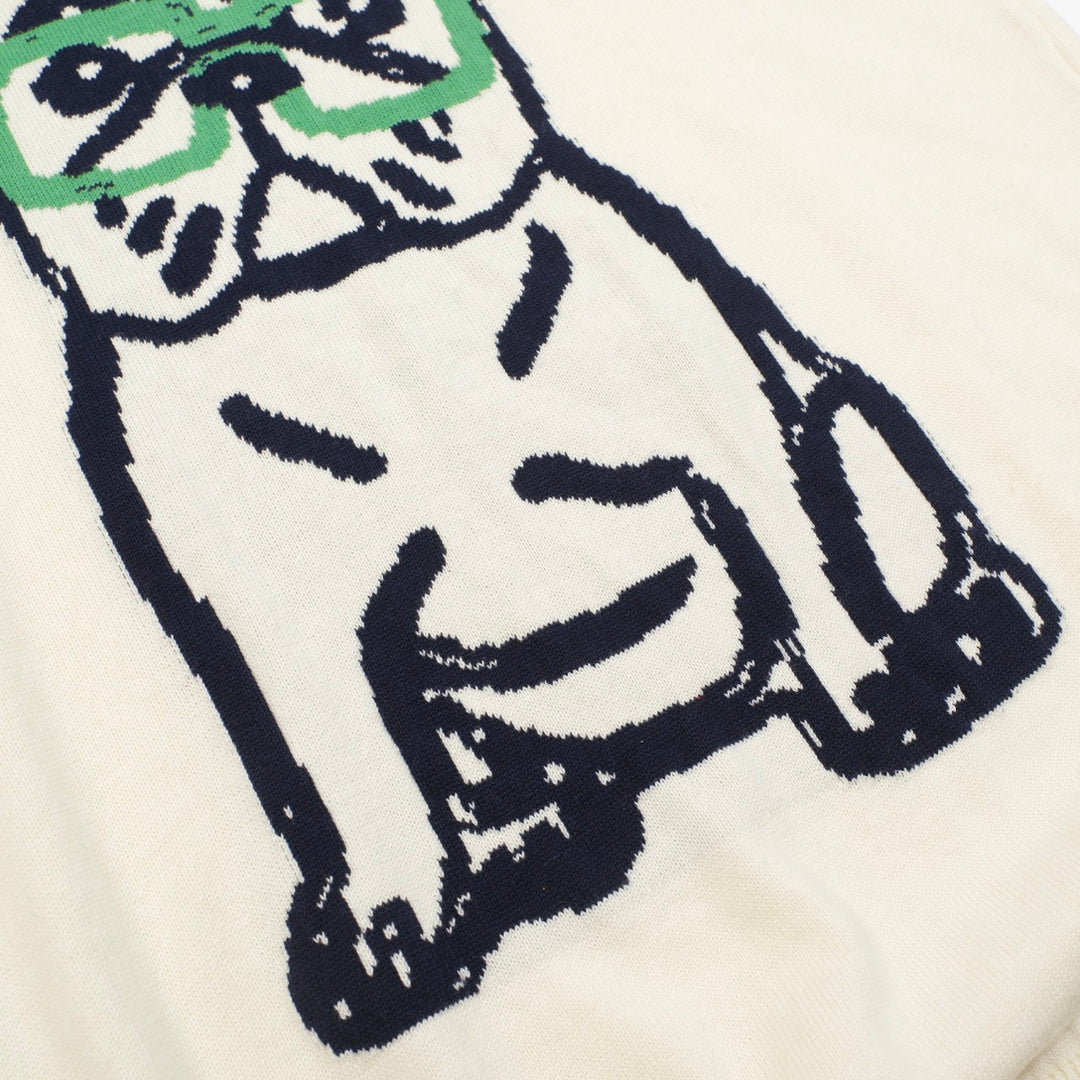 Women’s French Bulldog Knit Tee – Cream Short Sleeve Top