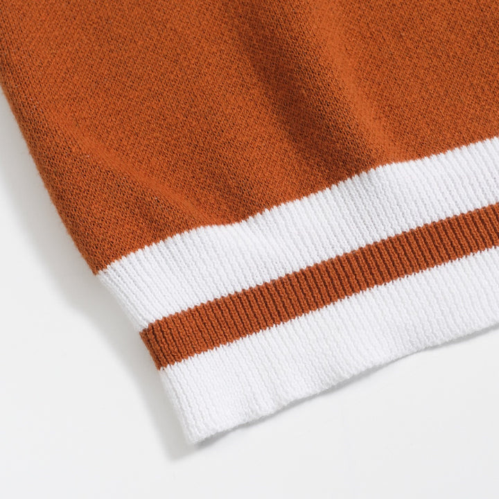 Men's Retro Knit T-Shirt – Vintage Orange Tee with Tiger Graphic