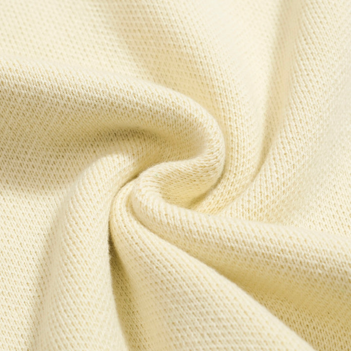 Men's Retro Arch Print Knit Shirt – Multicolor Button-Up Polo in Cream