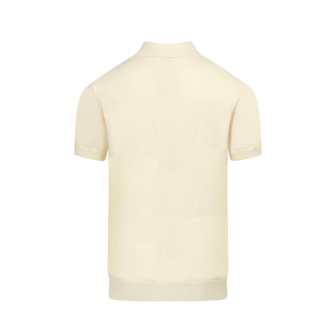 Bauhaus striktrøje til mænd – Colorblock Polo med knapper i rød, gul og grå