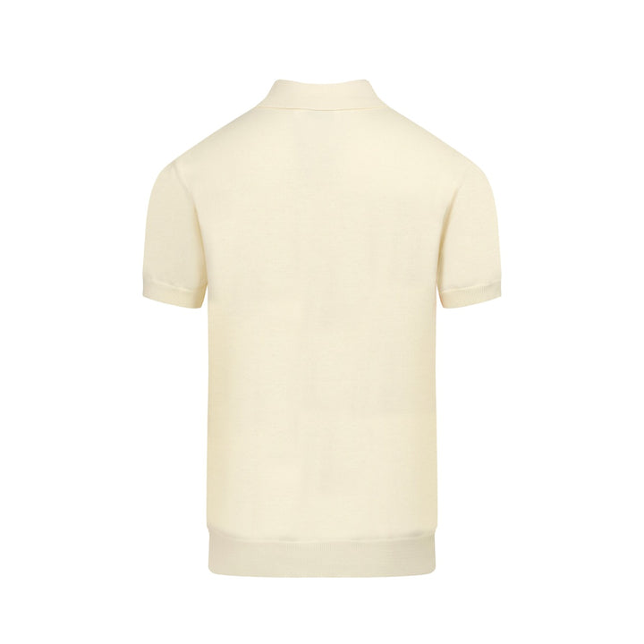 Men’s Retro Bauhaus Knit Shirt – Colorblock Button-Up Polo in Red, Yellow, and Gray