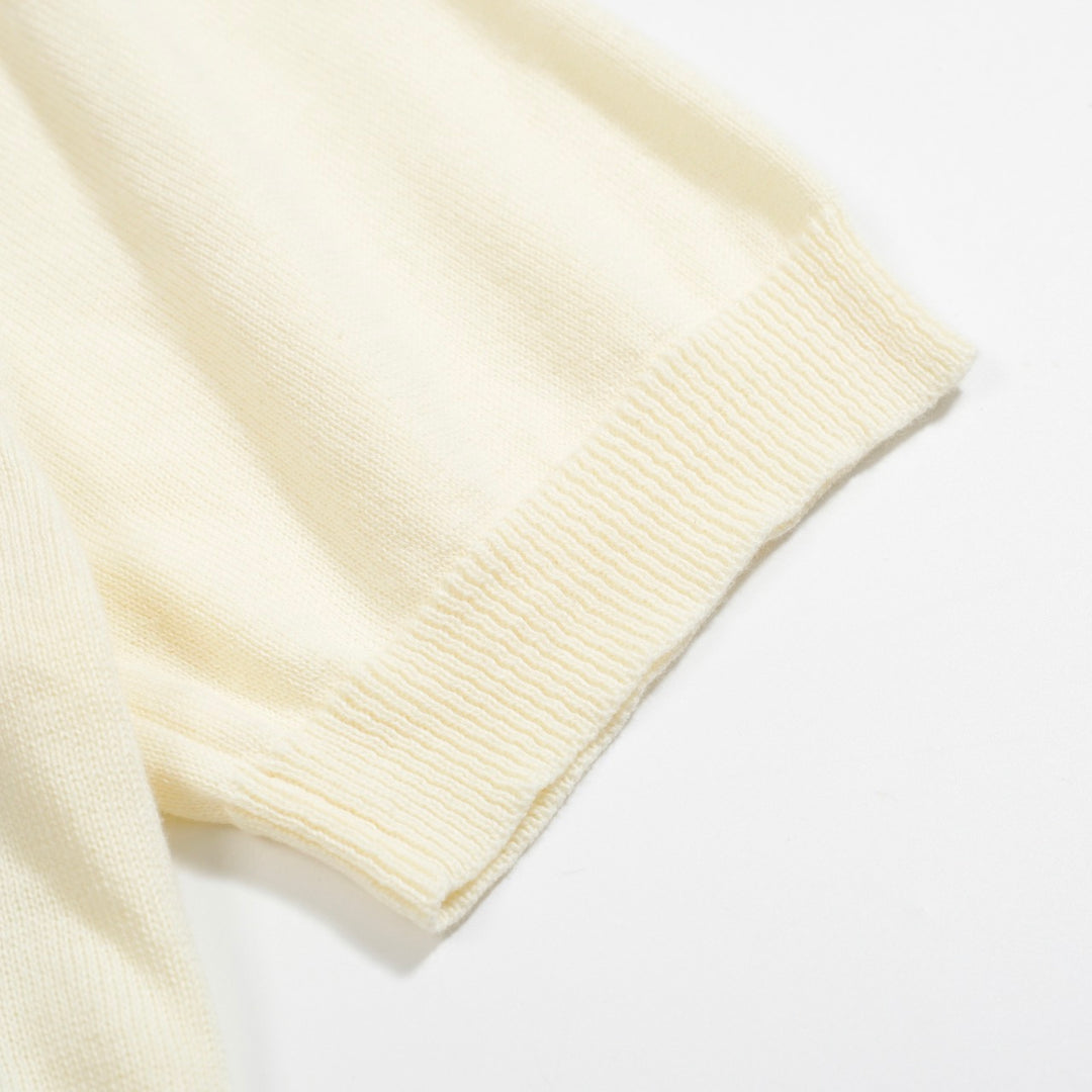 Bauhaus striktrøje til mænd – Colorblock Polo med knapper i rød, gul og grå