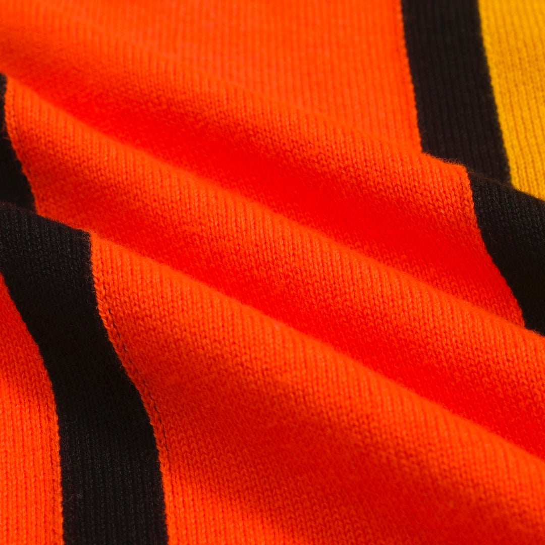 Bauhaus striktrøje til mænd – Colorblock Polo med knapper i rød, gul og grå