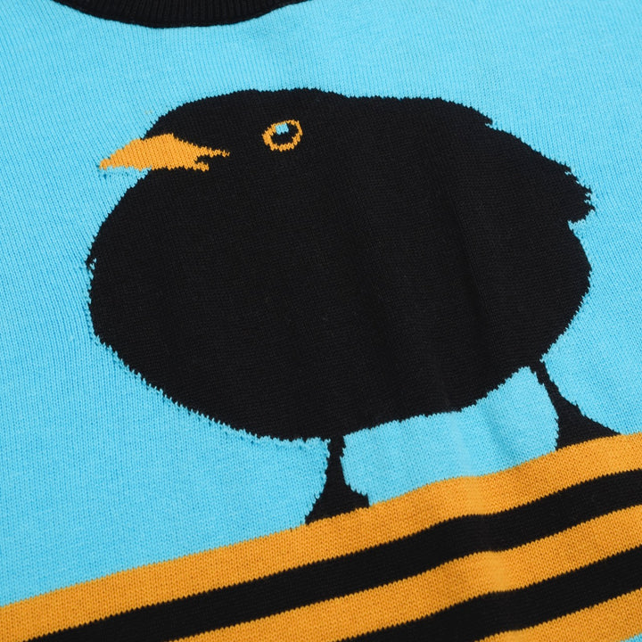 Women's blue birdie jacquard knitwear