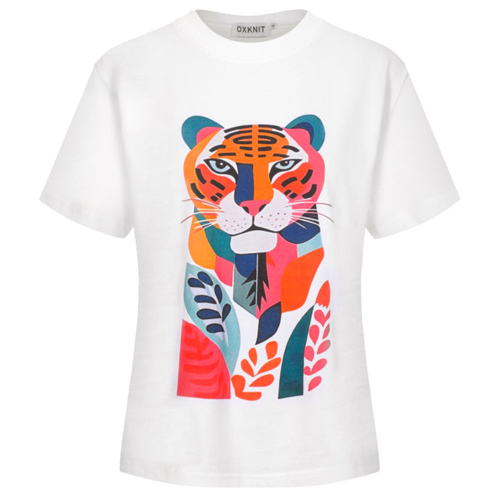 Women's White Leopard Cotton T-shirt