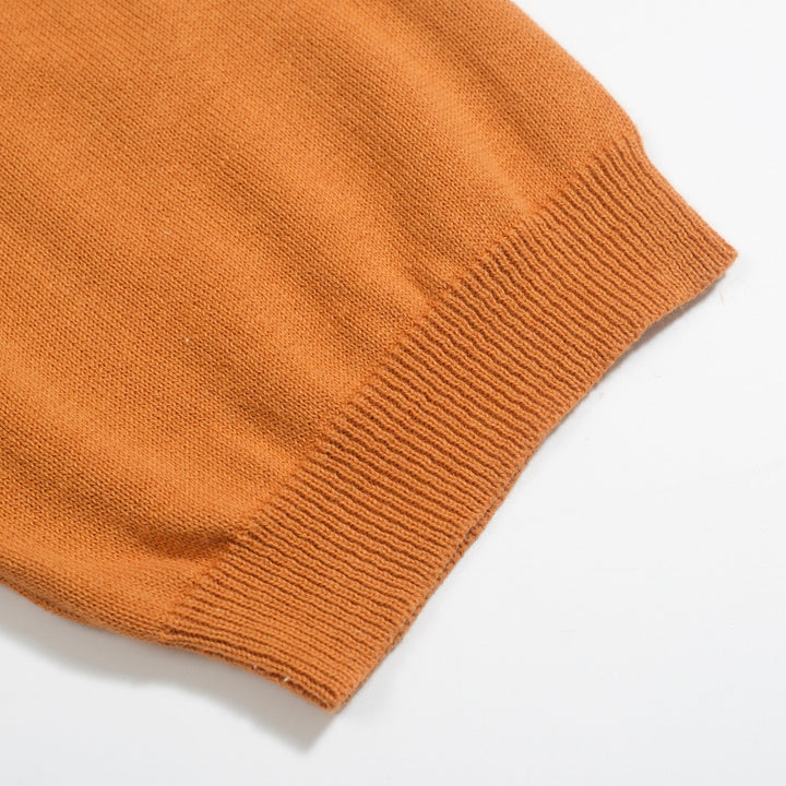 Men's Vintage Argyle Knit Polo – 70s Style Mustard Blue Diamond Shirt