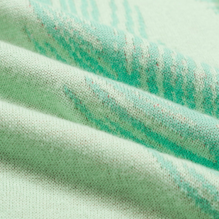 Men's Tropical Jungle Knit Shirt – Mint Green Button-Up with Toucan and Leopard