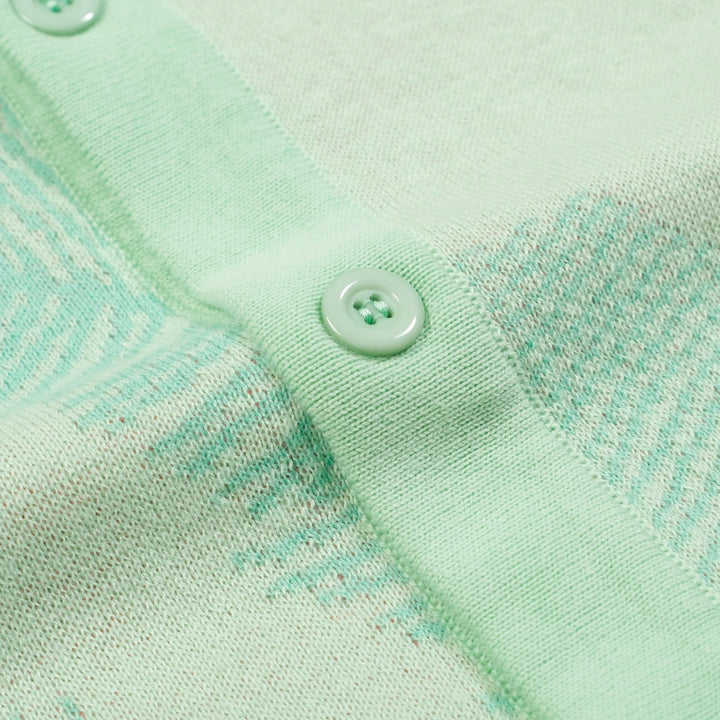 Men's Tropical Jungle Knit Shirt – Mint Green Button-Up with Toucan and Leopard