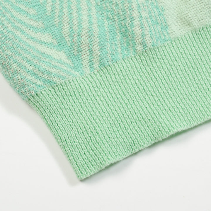 Men's Tropical Jungle Knit Shirt – Mint Green Button-Up with Toucan and Leopard