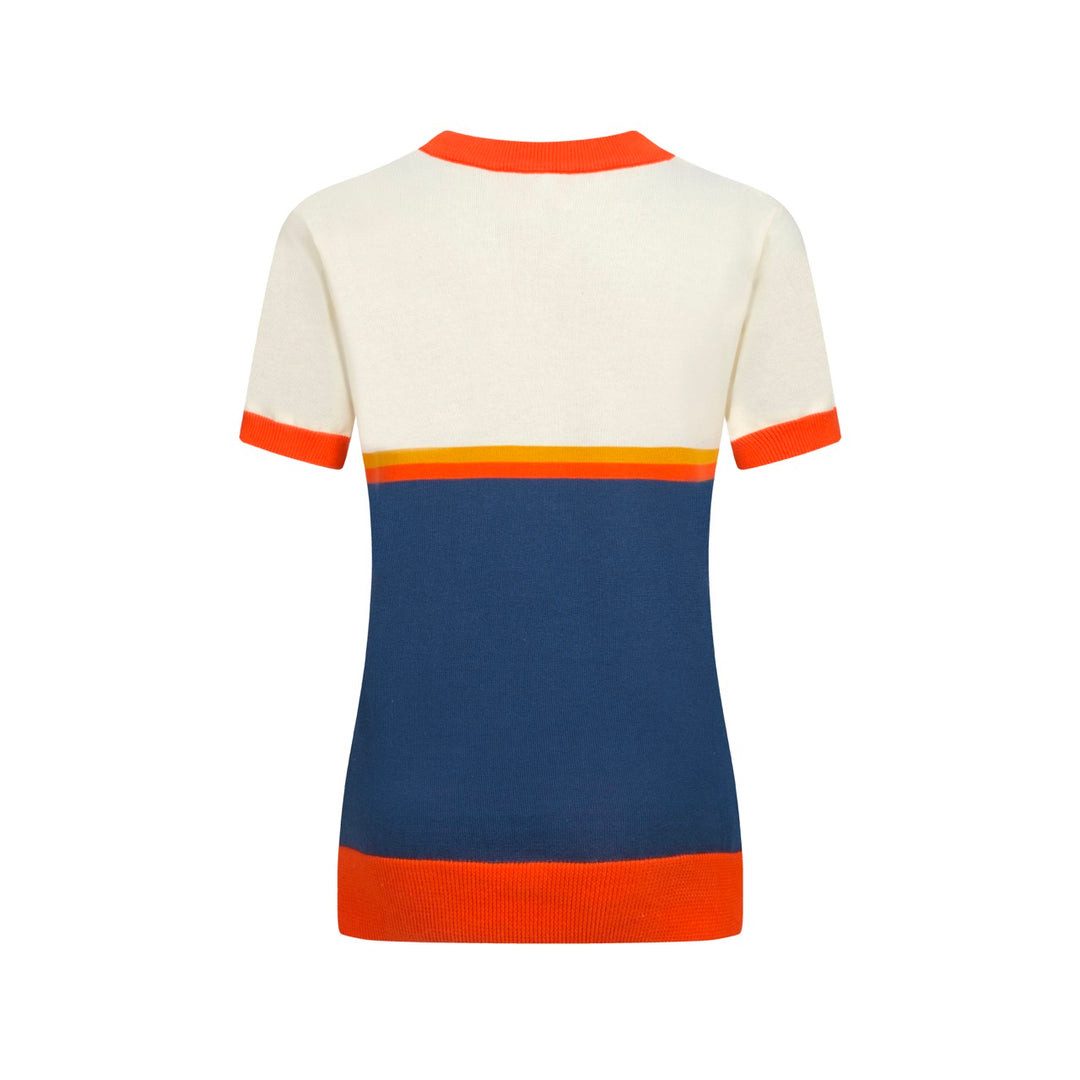 Women's color matching cute bird striped art knitwear
