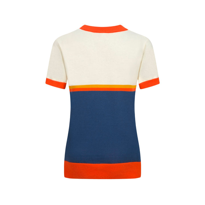 Women's color matching cute bird striped art knitwear