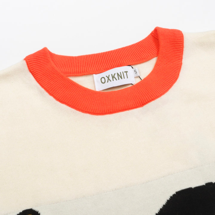 Women's color matching cute bird striped art knitwear