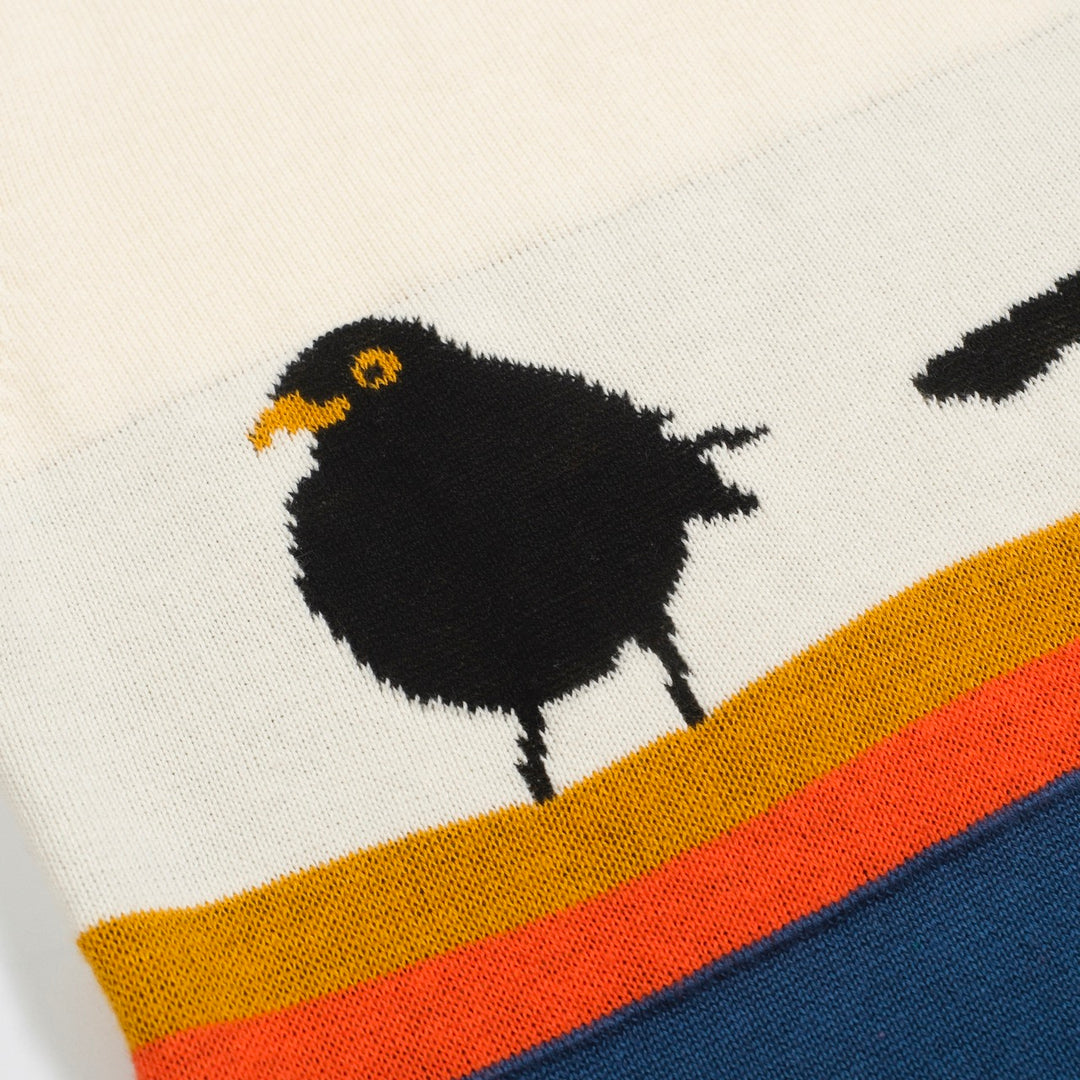 Women's color matching cute bird striped art knitwear