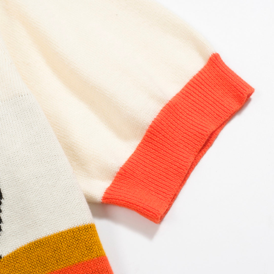 Women's color matching cute bird striped art knitwear