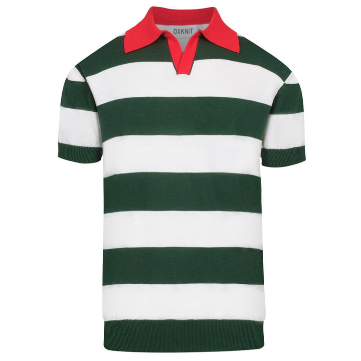 Men's vintage green striped V-neck knitwear