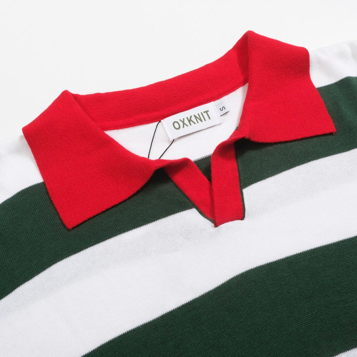 Men's vintage green striped V-neck knitwear