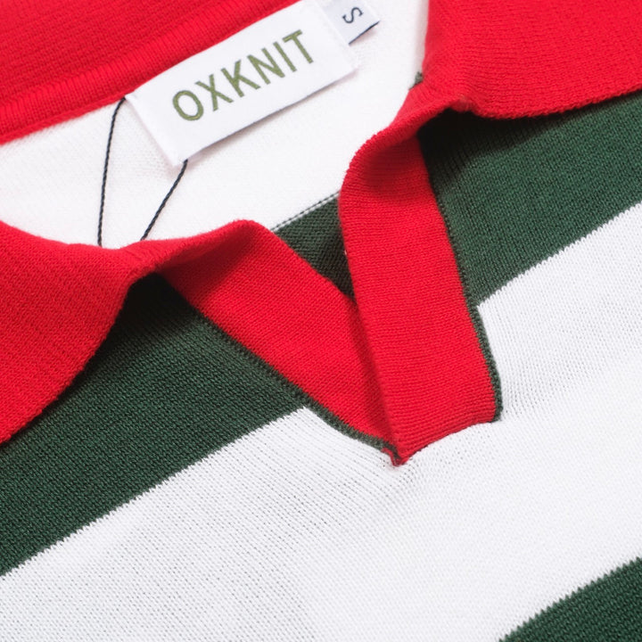 Men's vintage green striped V-neck knitwear