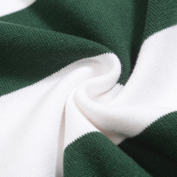 Men's vintage green striped V-neck knitwear