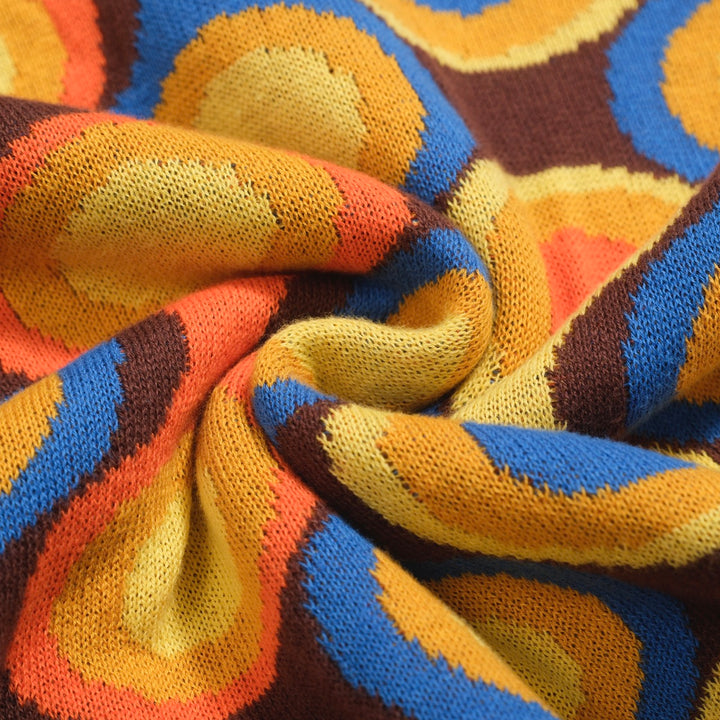 Men's Mod Circle Print Knit Polo – 60s Pop Art Style Short Sleeve Shirt