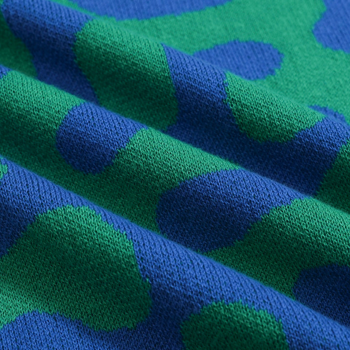 Polo masculino de malha abstrata Squiggle – camisa verde e azul inspirada nos anos 80